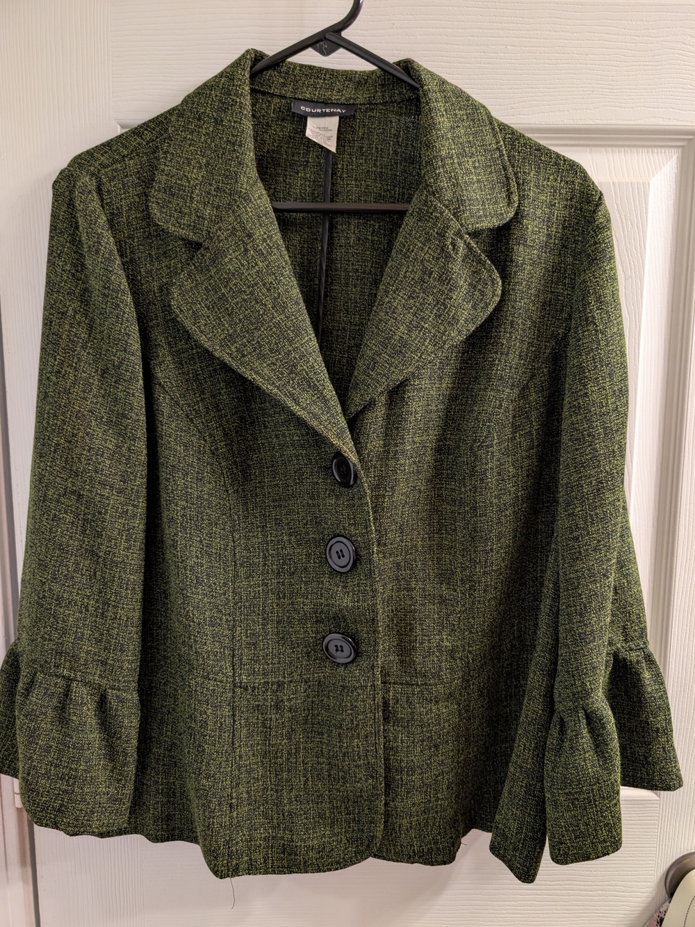 Olive Green Textured Button Down Blazer 16w Courtenay
